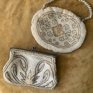 VINTAGE hand made glass micro-beaded clutch and coin purse - 1950’s